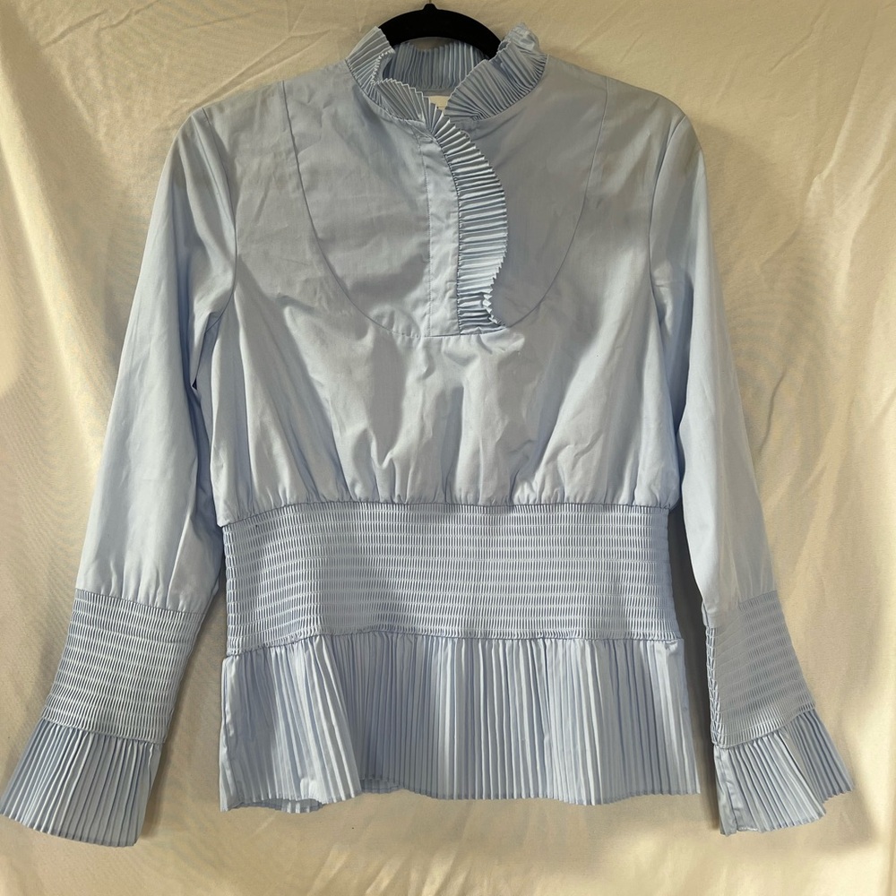 Elegant Blue Ruffled Women's Top